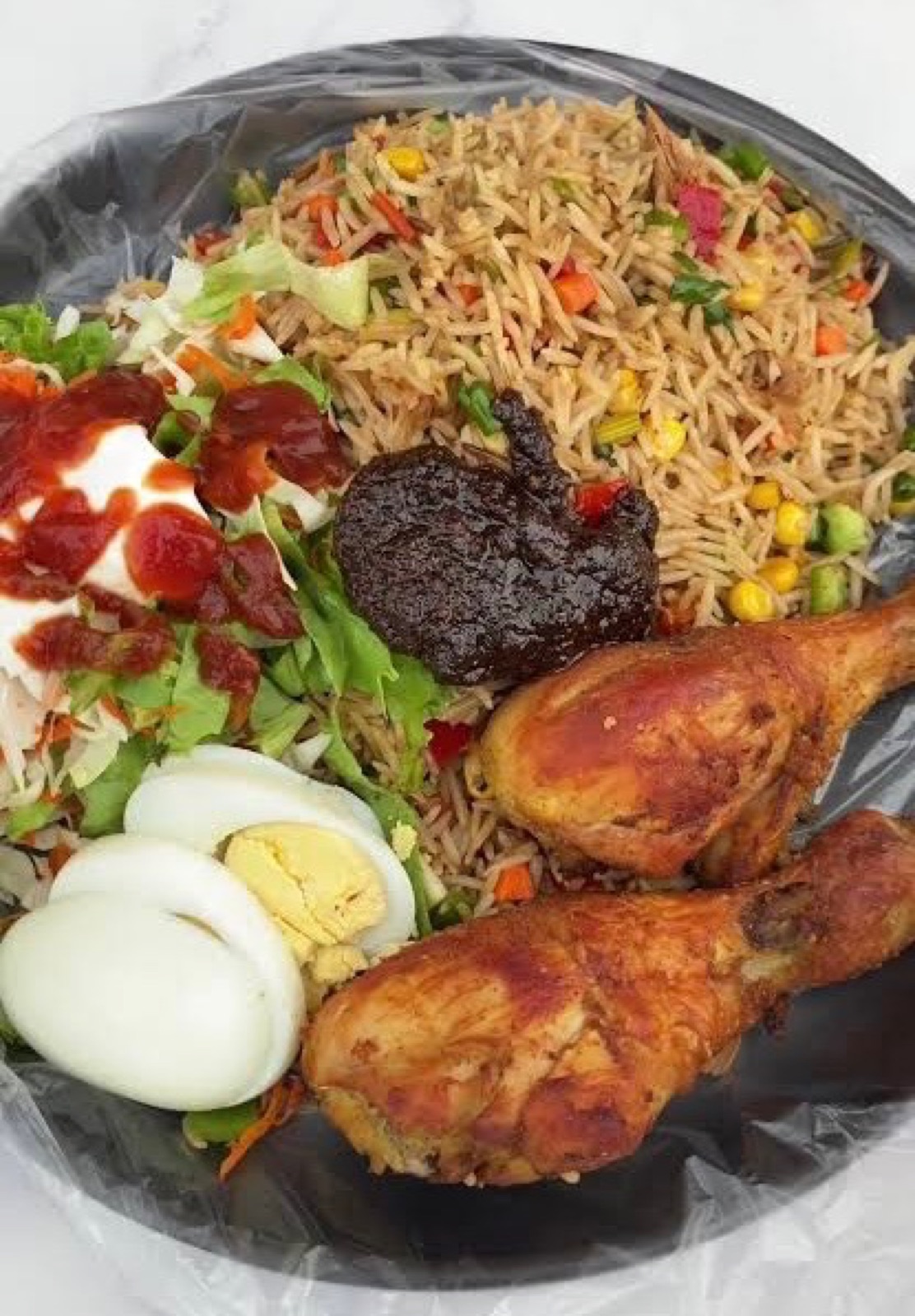 Fried Rice with Chicken and Salad
